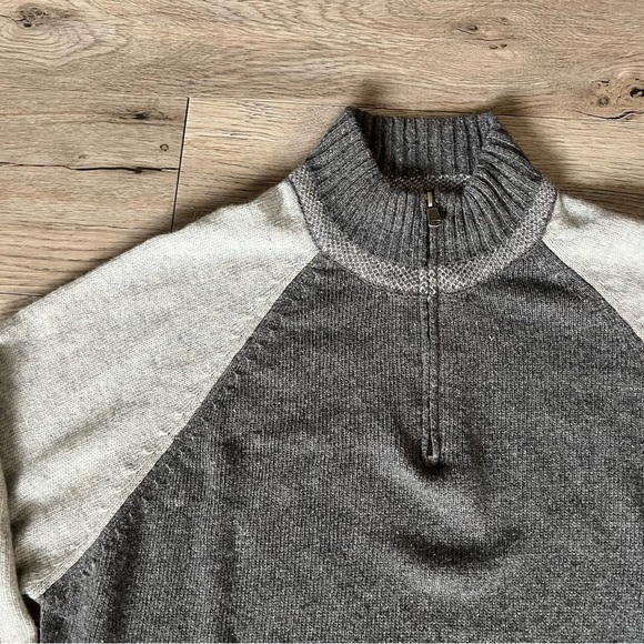 Men's Charcoal and Light Gray Zip-Up Sweater - Picture 2 of 5